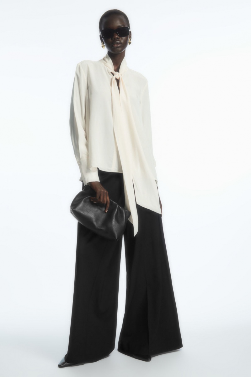 Blusa COS Bow Voile Mujer Blancas España Rebajas 734MZYVOX