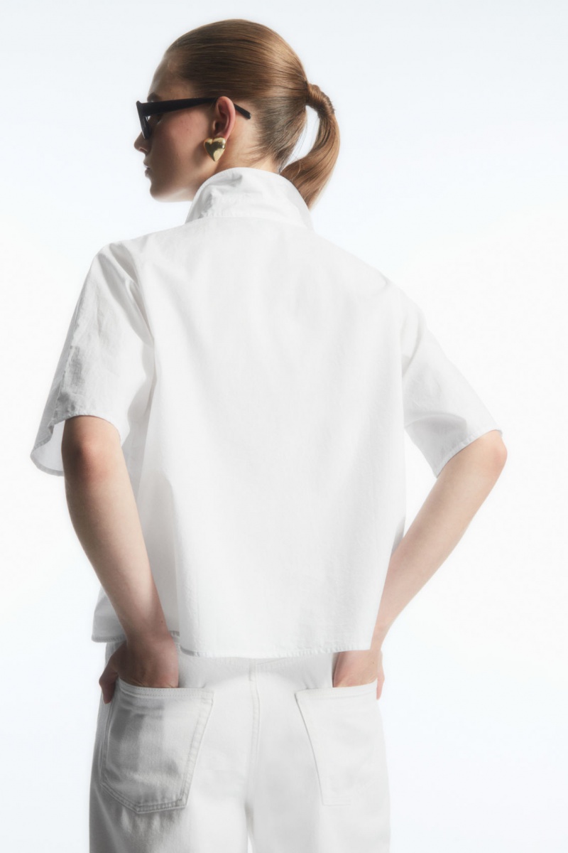 Camisas COS Boxy Corta-Sleeved Poplin Mujer Blancas España Rebajas 043XLFKJR