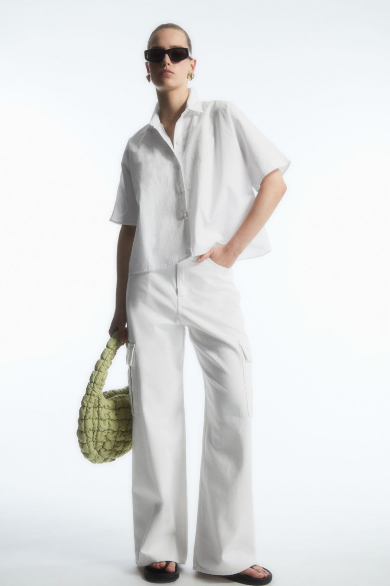 Camisas COS Boxy Corta-Sleeved Poplin Mujer Blancas España Rebajas 043XLFKJR