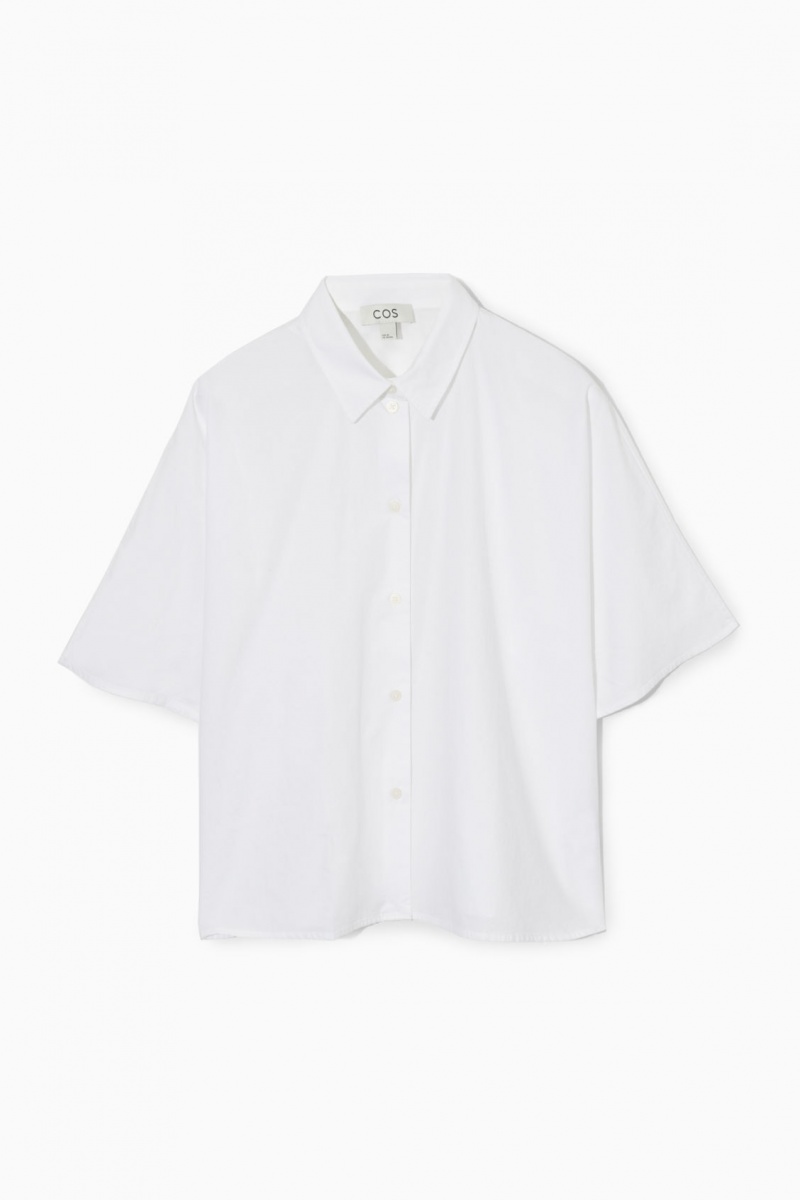 Camisas COS Boxy Corta-Sleeved Poplin Mujer Blancas España Rebajas 043XLFKJR