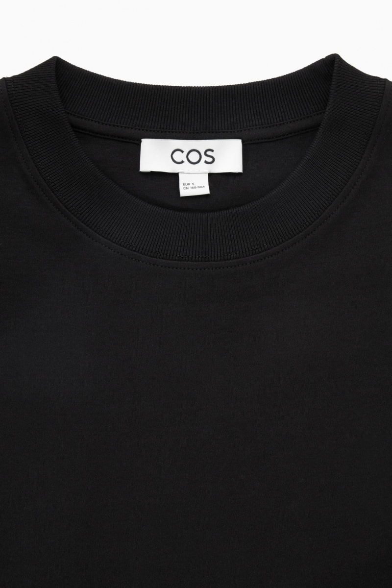 Camiseta COS Regular-Fit Heavyweight Long-Sleeved Mujer Negras España Rebajas 526LNFTDJ