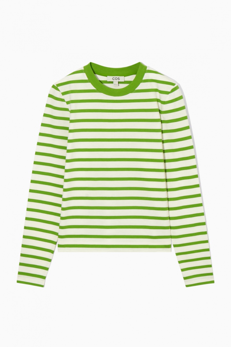 Camiseta COS Regular-Fit Heavyweight Long-Sleeved Mujer Verde España Rebajas 102AGFMUO