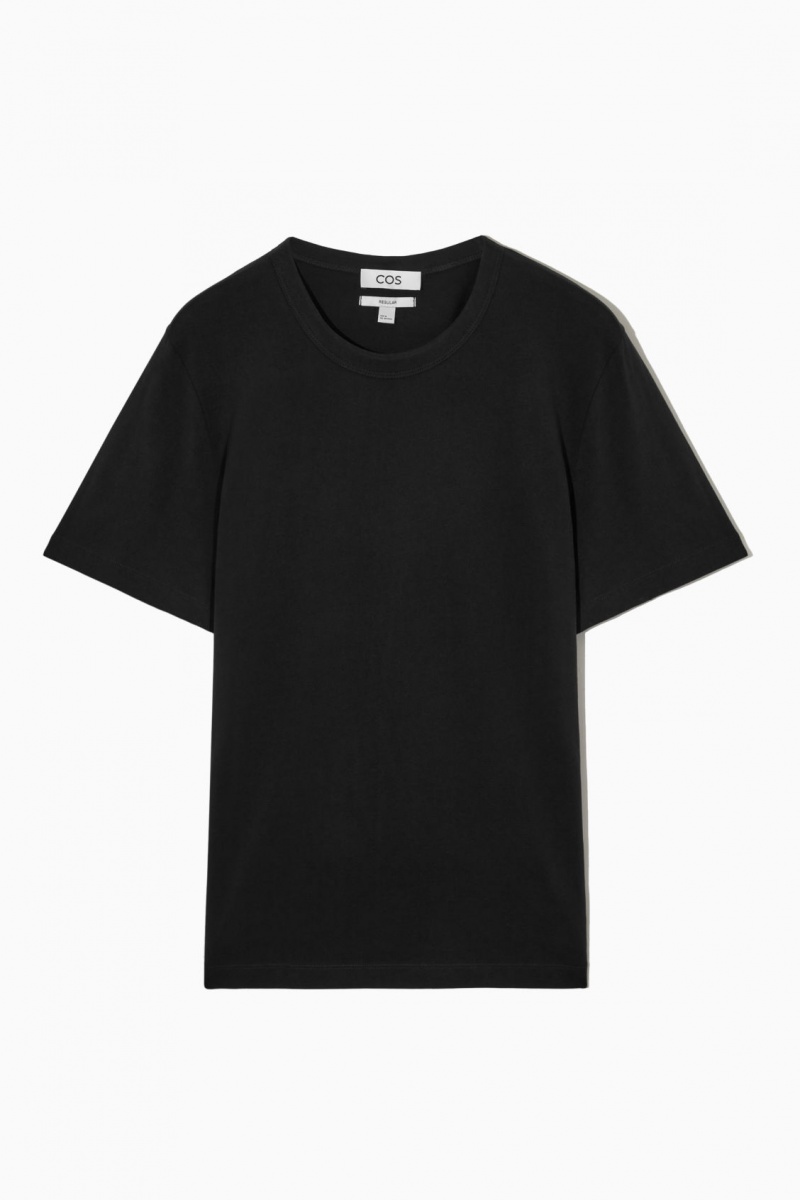 Camiseta COS Regular-Fit Mid-Weight Brushed Hombre Negras España Rebajas 682UQFALN