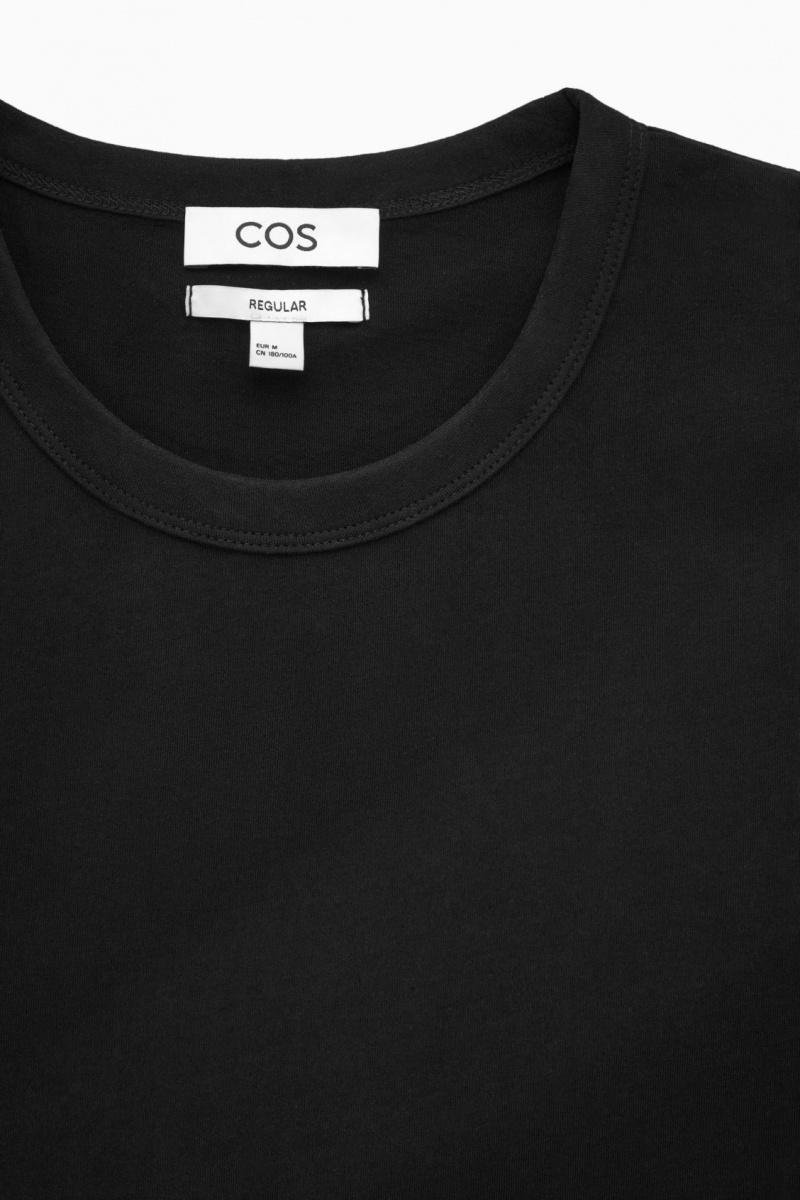 Camiseta COS Regular-Fit Mid-Weight Brushed Hombre Negras España Rebajas 682UQFALN
