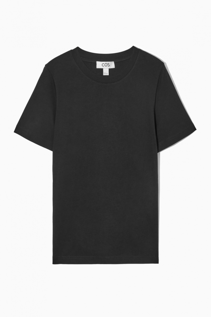 Camiseta COS Regular Fit Mujer Negras España Rebajas 926TRHCIV