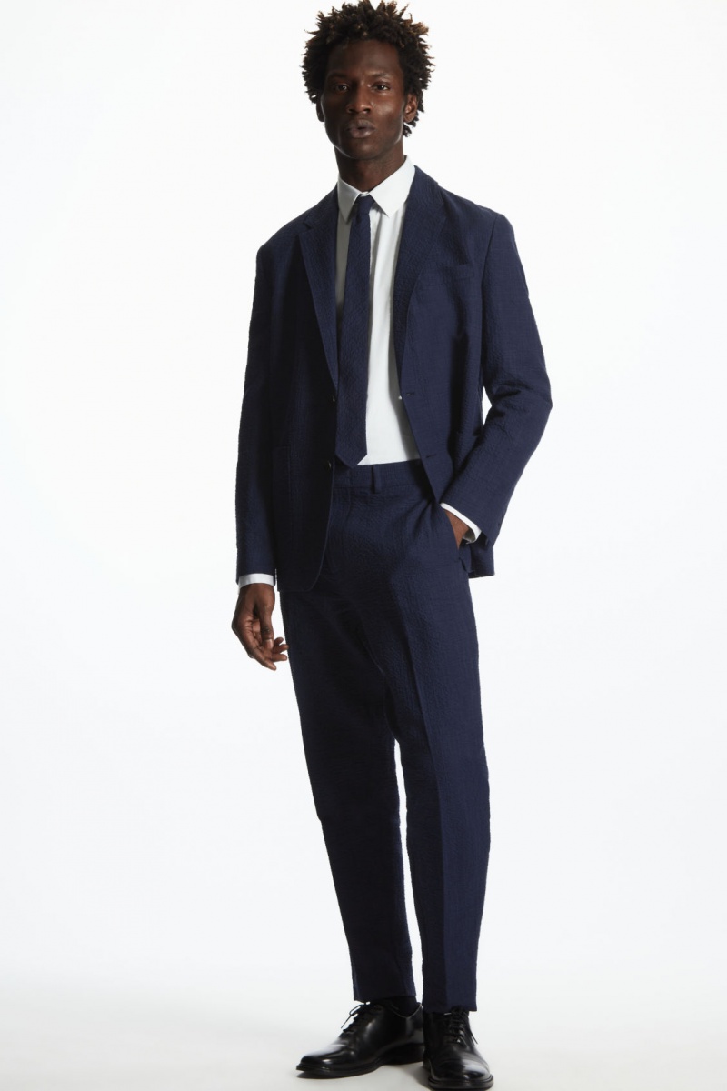 Corbatas COS Slim Checked Hombre Azul Marino España Rebajas 279FRLNVI
