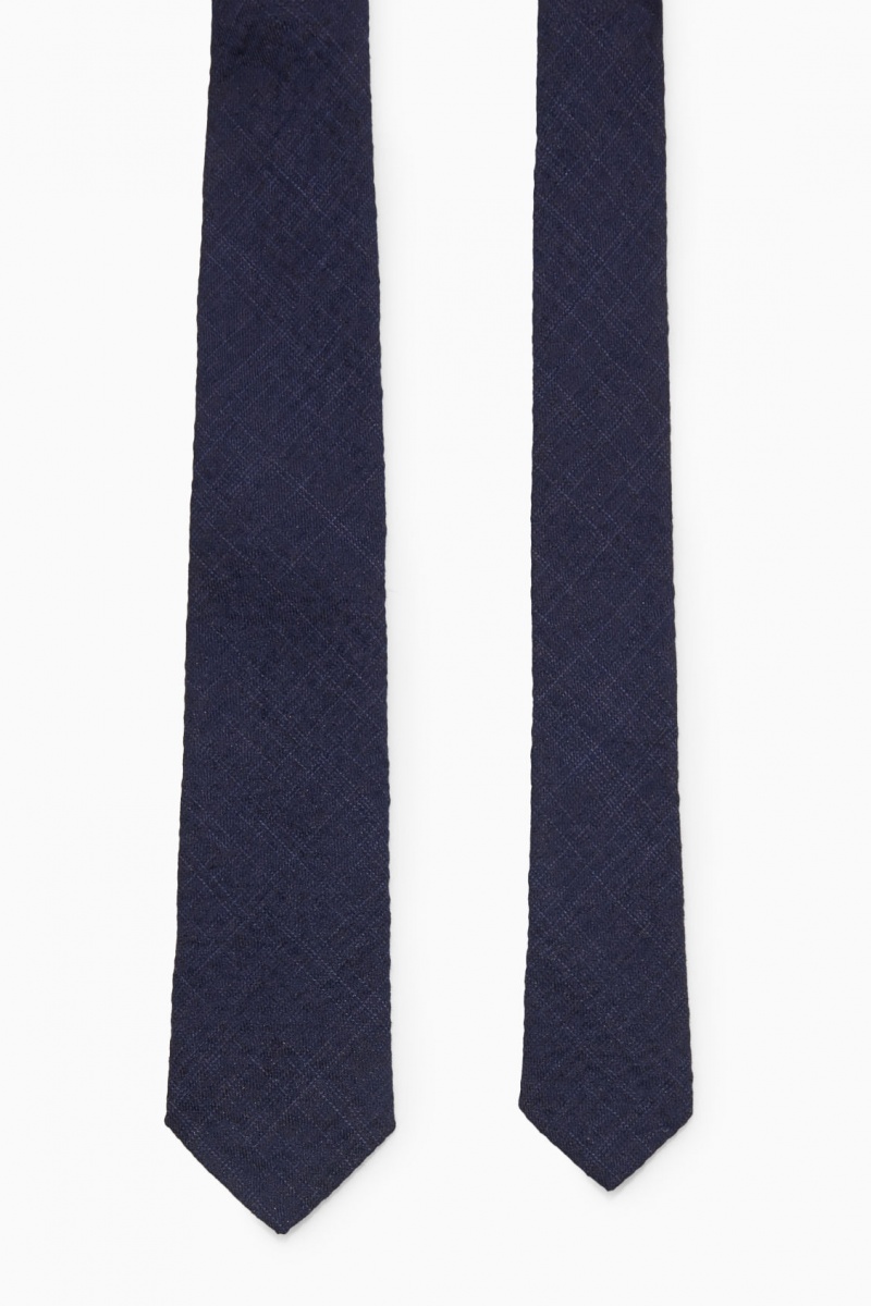 Corbatas COS Slim Checked Hombre Azul Marino España Rebajas 279FRLNVI