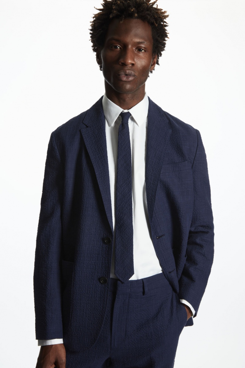 Corbatas COS Slim Checked Hombre Azul Marino España Rebajas 279FRLNVI
