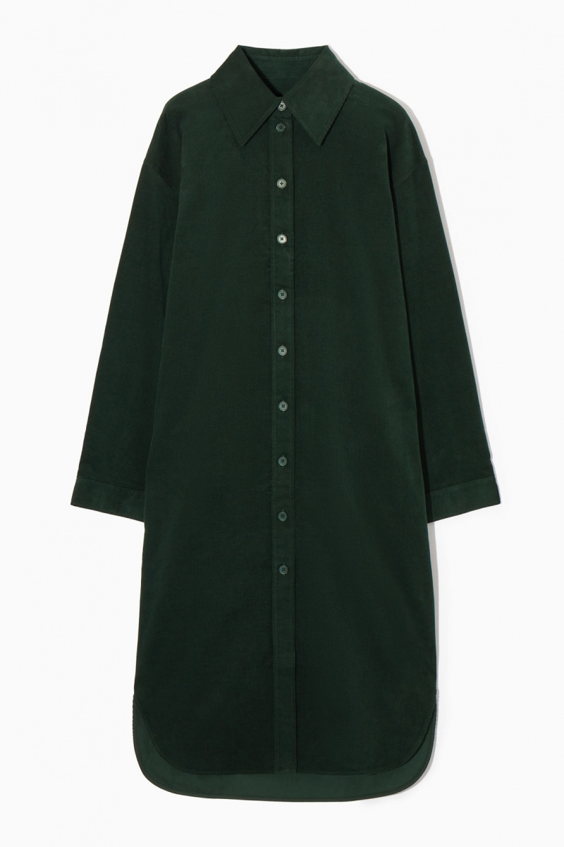 Vestido COS Corduroy Midi Mujer Verde Oscuro España Rebajas 054MDXRAQ
