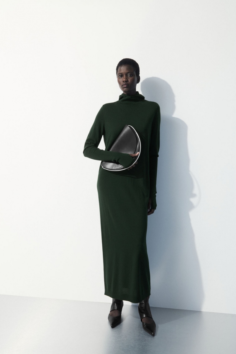 Vestido COS The Encapuchado Lana Mujer Verde Oscuro España Rebajas 430PXJBRD