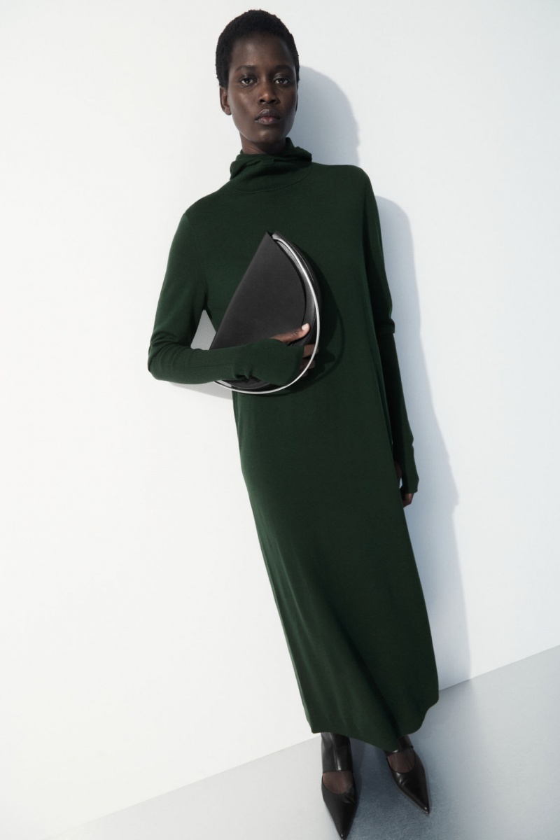 Vestido COS The Encapuchado Lana Mujer Verde Oscuro España Rebajas 430PXJBRD