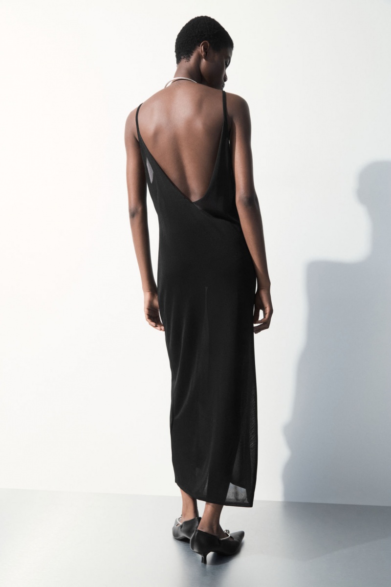 Vestido COS The Sheer De Punto Slip Mujer Negras España Rebajas 642LGMUKI